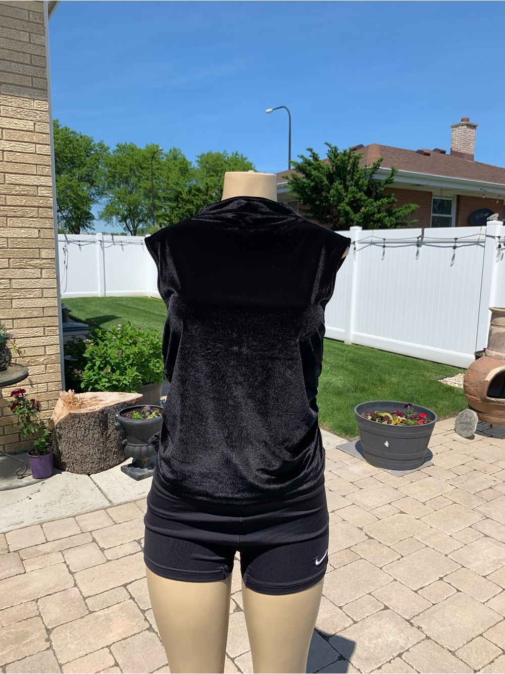 A new  Day  Black Velvet Ruched Sleeveless Women's Top size M